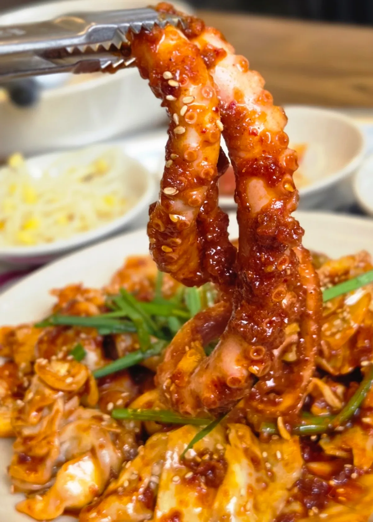 Fire-grilled octopus stir-fry ordered in regular spice