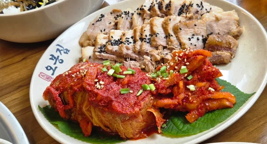 Bossam kimchi eaten alongside the octopus stir-fry