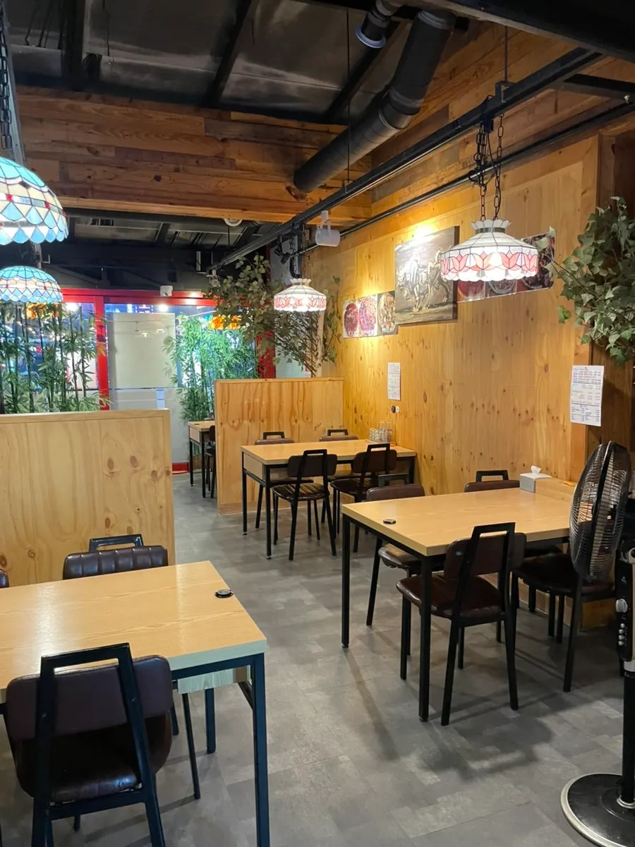 Wood-toned interior of the restaurant
