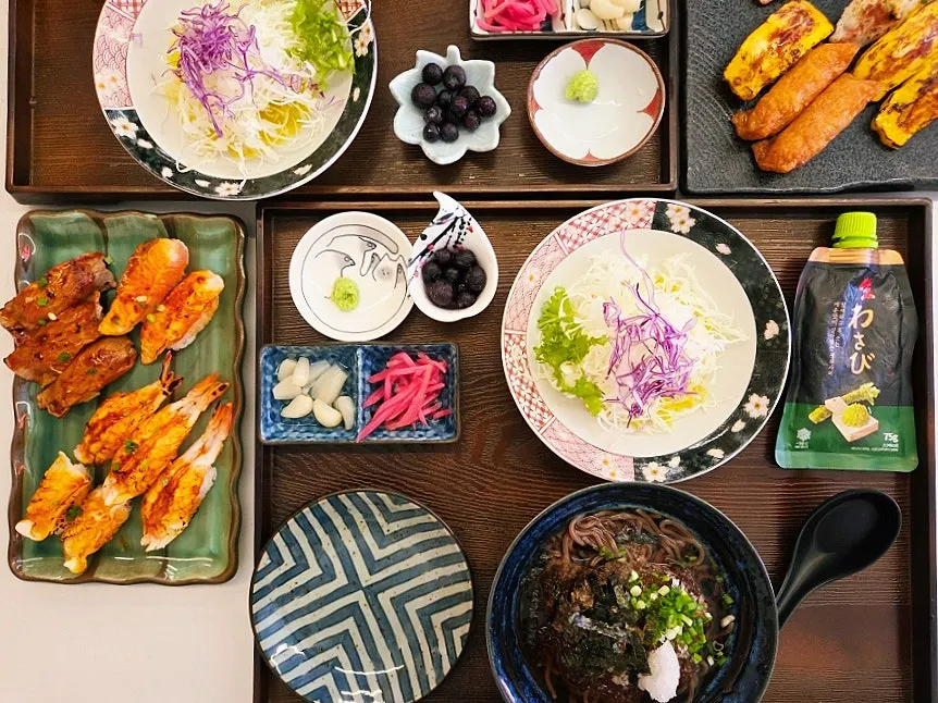Full spread of the Sushi Hwa flame-seared sushi set