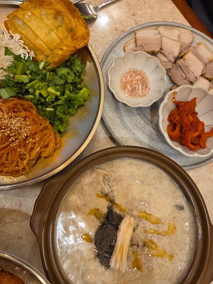 Rich perilla soup with a bowl of rice