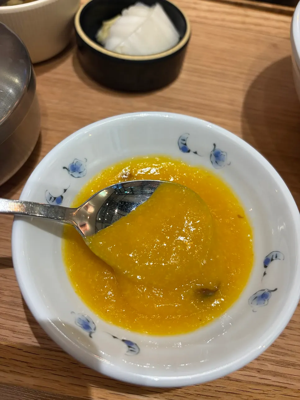 The pumpkin porridge bowl eaten as dessert