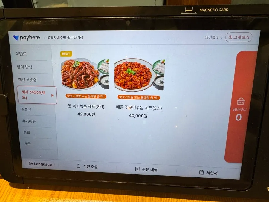 Photo showing what's included in the set menu