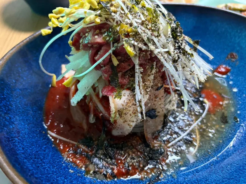 Buckwheat noodles with kelp vinegar