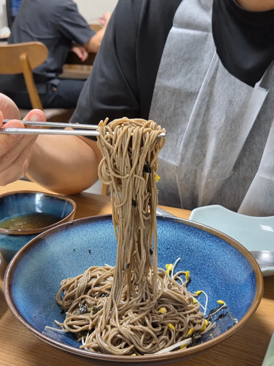 Chopsticks lifting buckwheat noodles