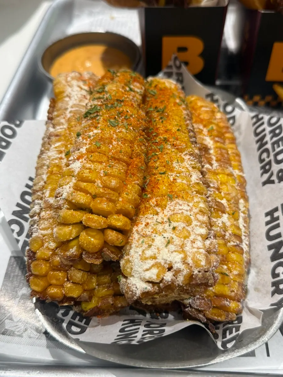 Grilled corn ribs sliced lengthwise