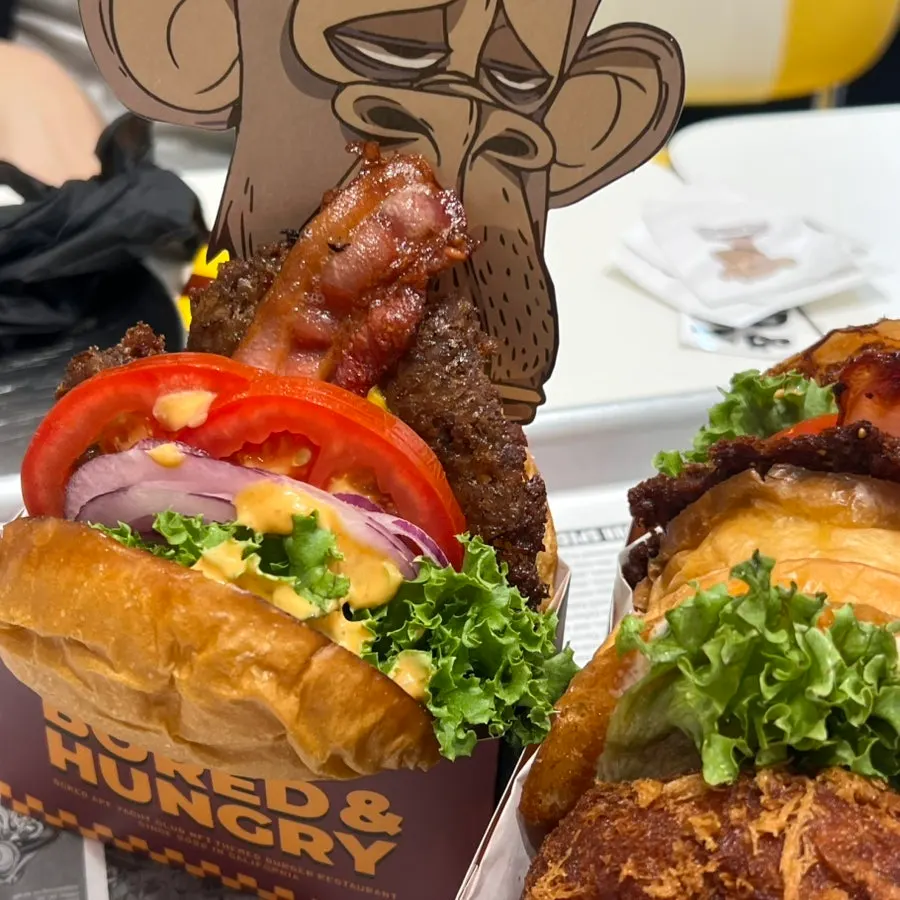 American-style burger with fresh vegetables