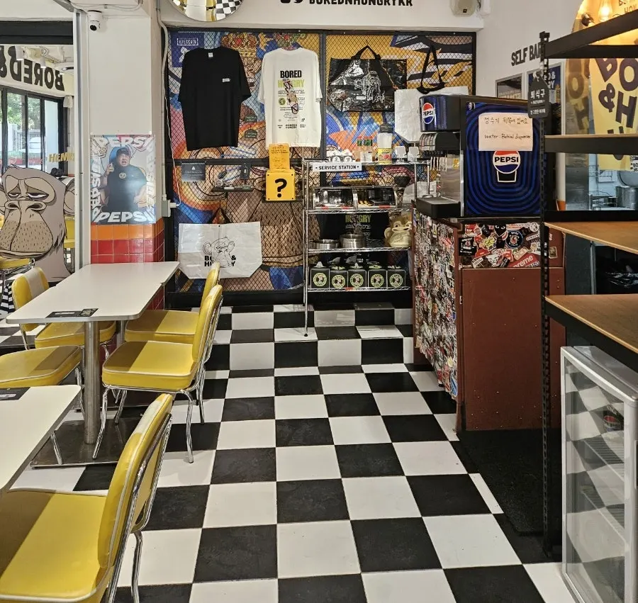 Interior of the hip handmade burger restaurant