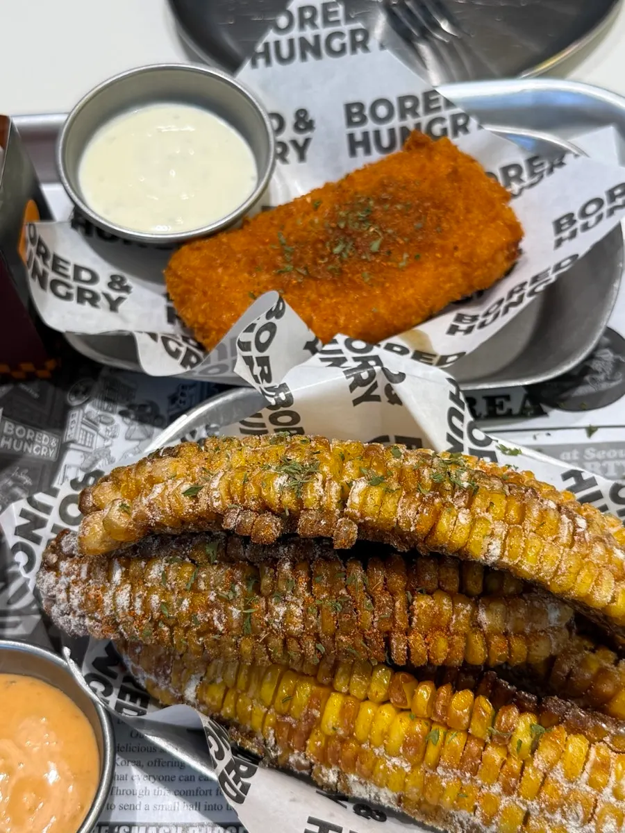 Corn ribs dusted with seasoning and parsley