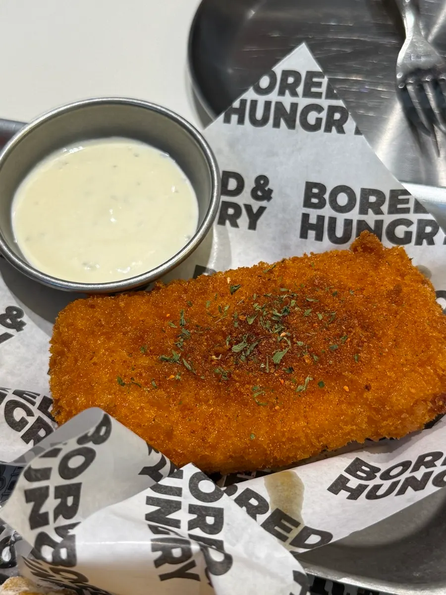 Jumbo cheese sticks served with tartar sauce