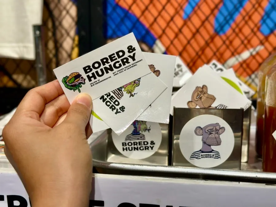 Store goods and stickers on display