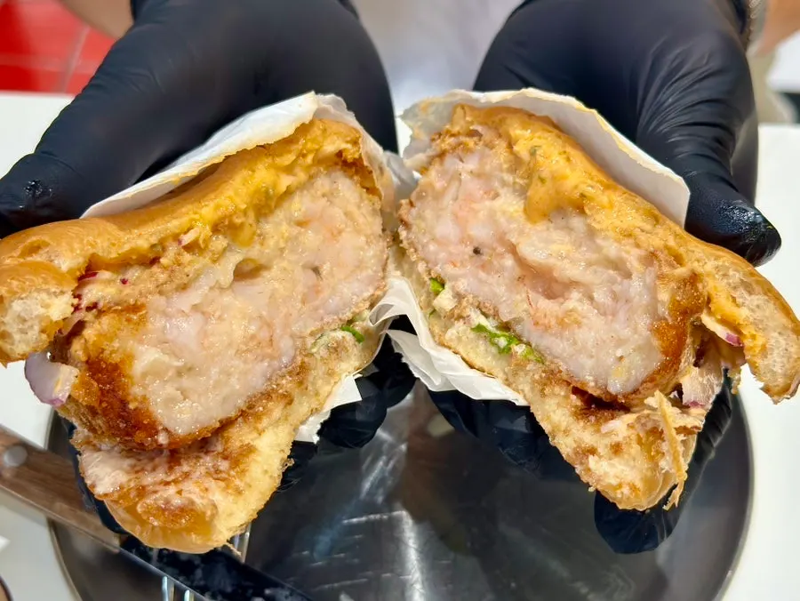 Shrimp O.G. burger with a thick patty