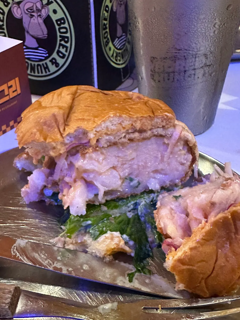 Full spread of the Mega Bun combo and Shrimp O.G. burger combo