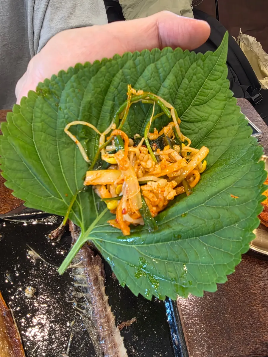 A second full plate of namul and rice