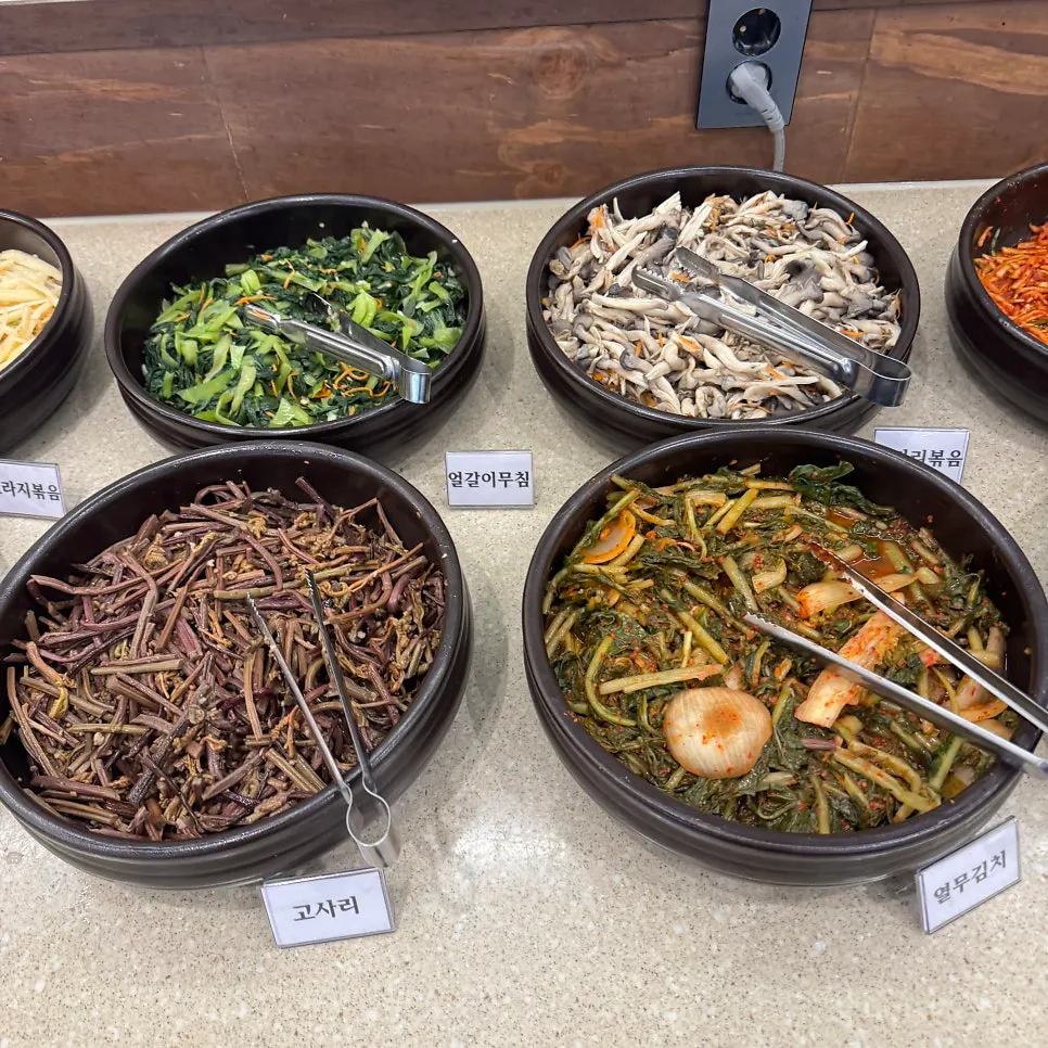 셀프바 나물 반찬 코너 근접 모습