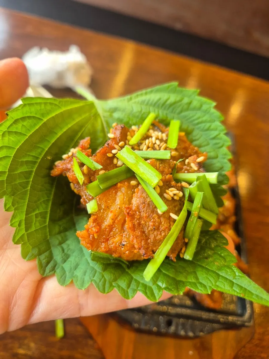 A plate of smoky-charred pork bulgogi