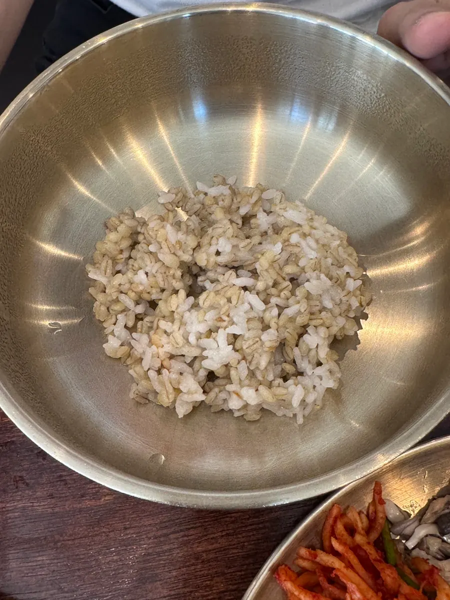 The first bowl of barley rice served