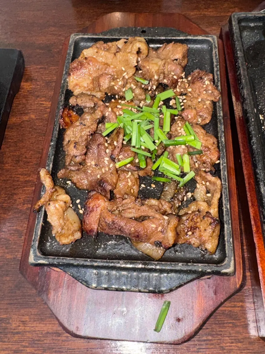 Plate of smoky grilled soy sauce pork