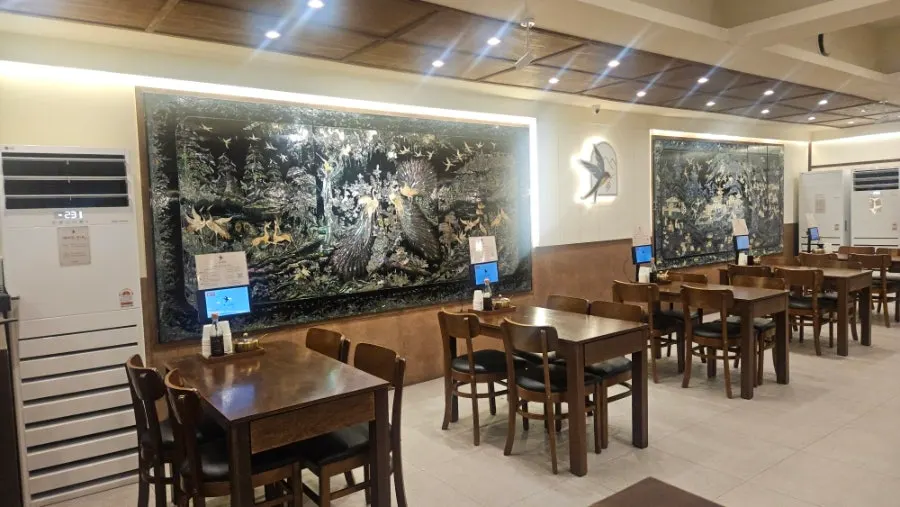 Overview of Boriook's self-serve banchan bar
