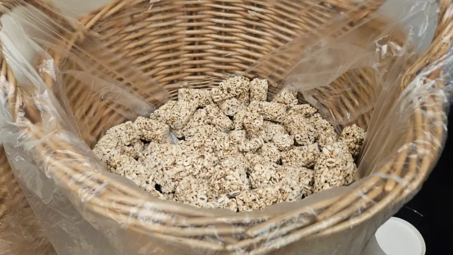 Dessert of plum tea and rice crackers
