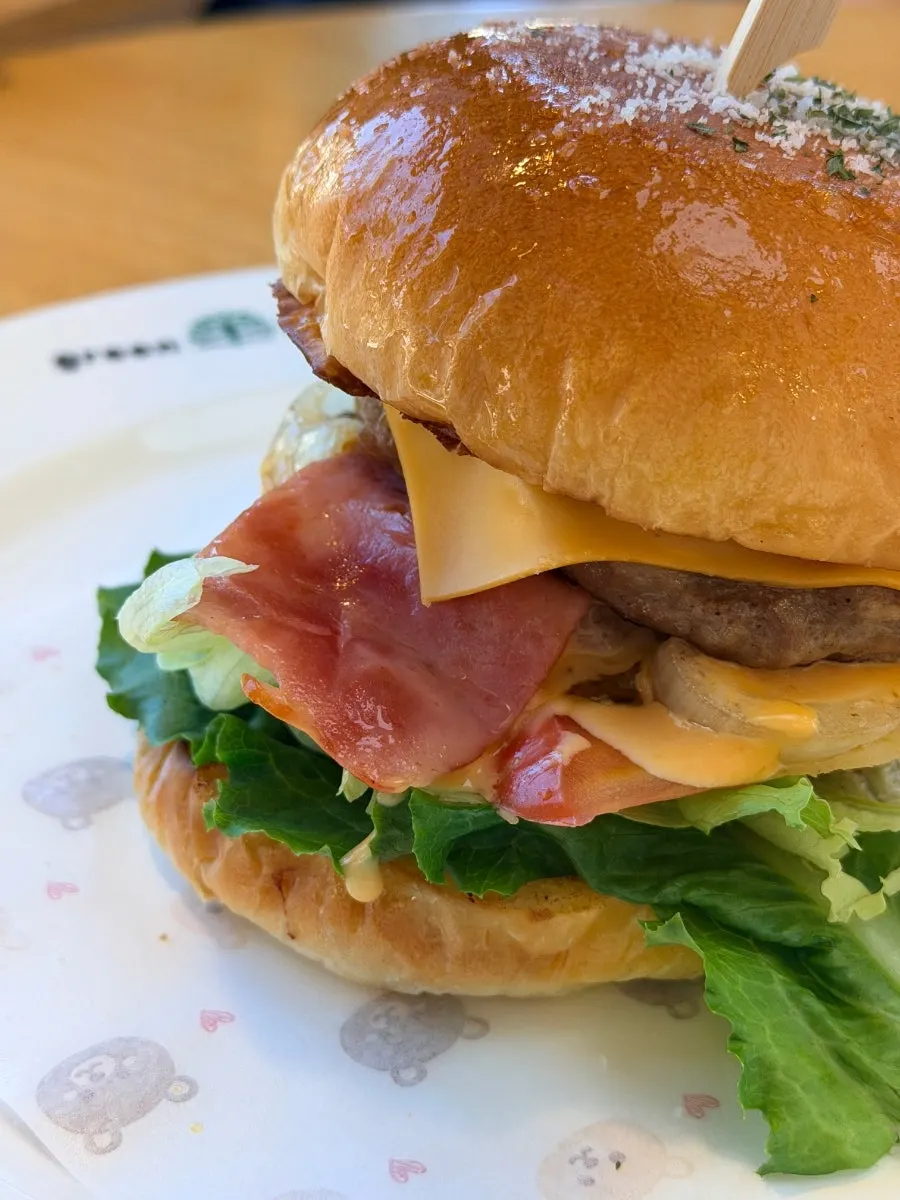 Handmade hamburger and signature latte