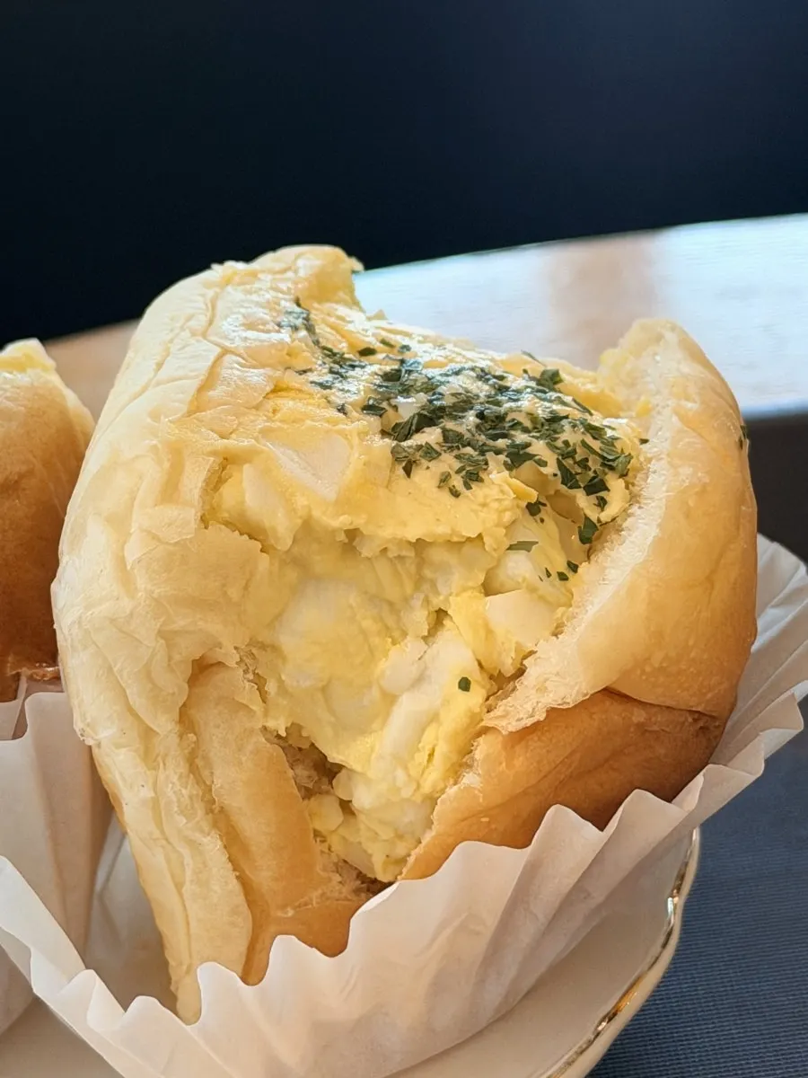 Handmade egg morning roll filled with egg-mayo salad