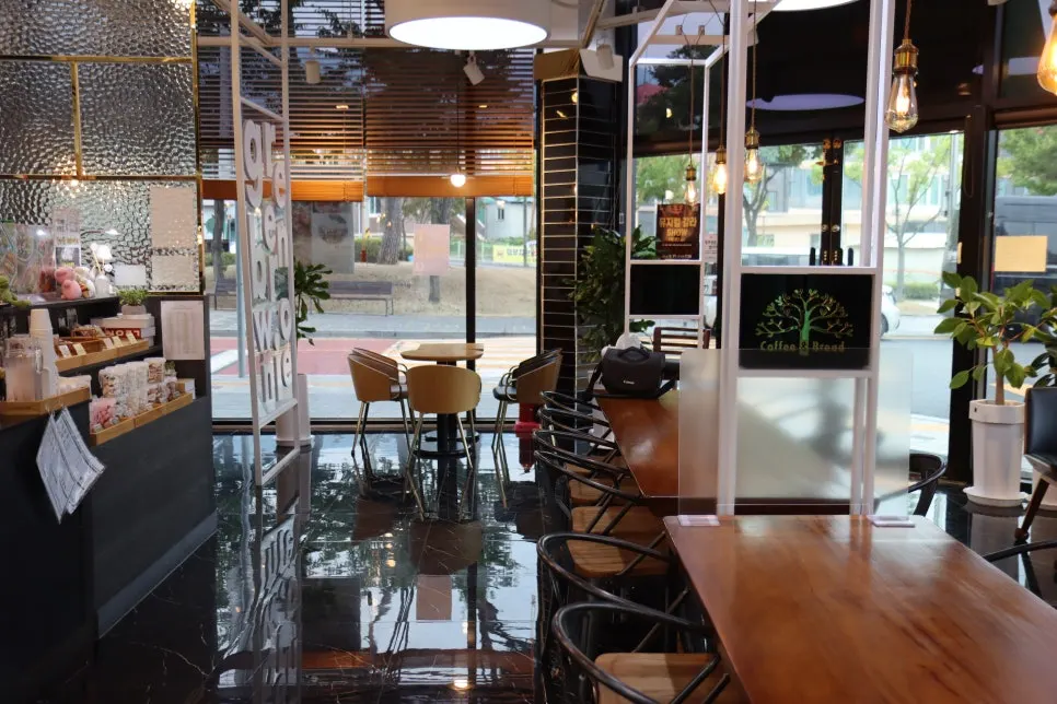 Spacious store interior with tables set with plenty of room