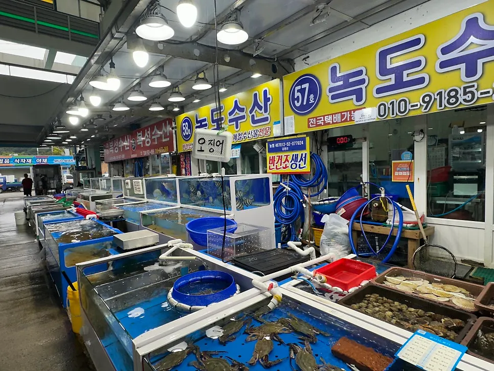 The owner slicing the sashimi by hand