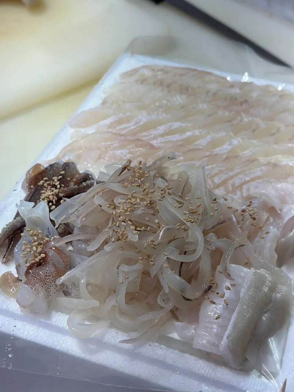 Squid sashimi packed separately