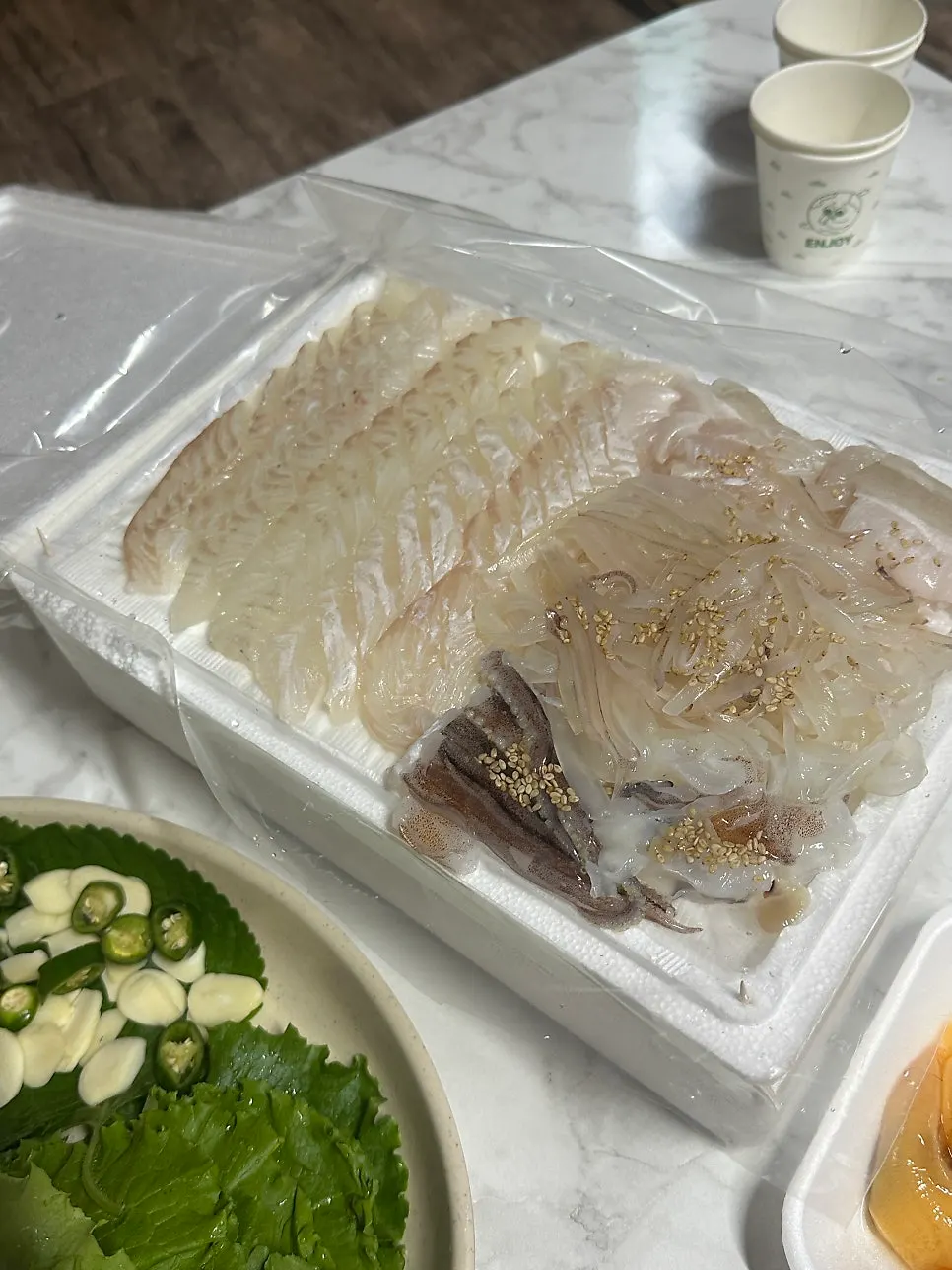Sashimi enjoyed as the last meal of the trip