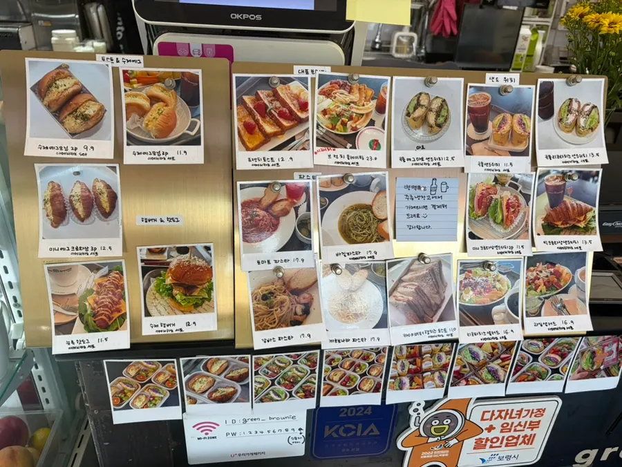 Close-up of cakes in the showcase