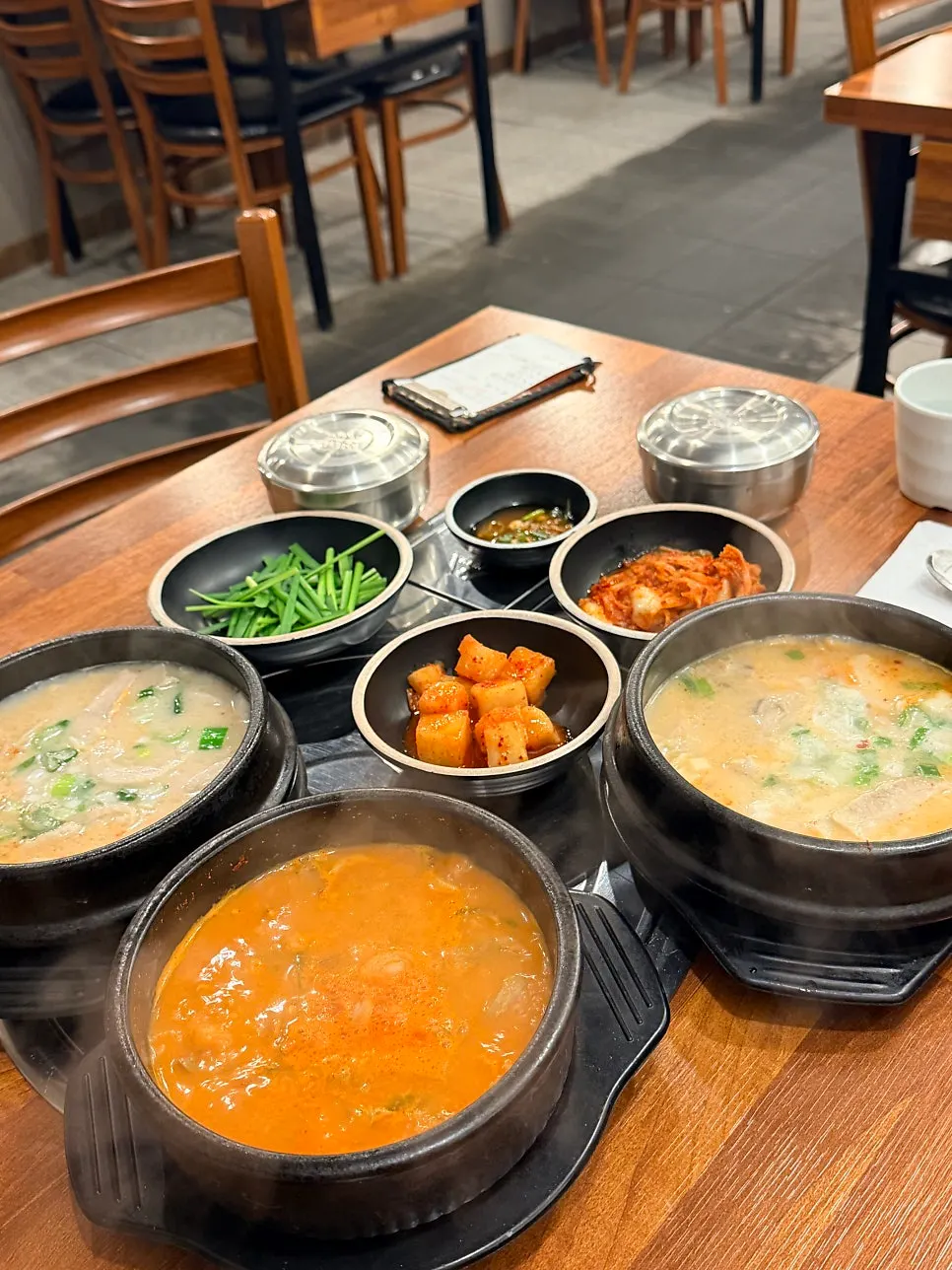 A full table setting of gukbap