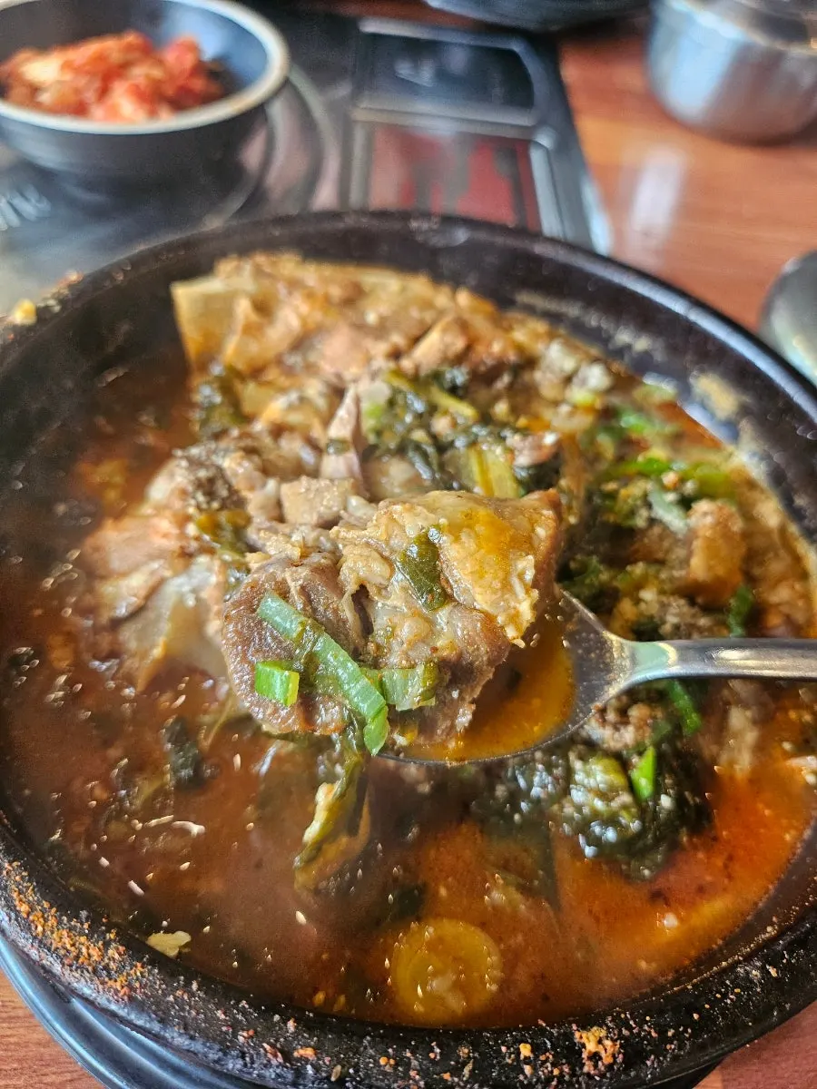 얼큰하고 진한 뼈해장국 국물