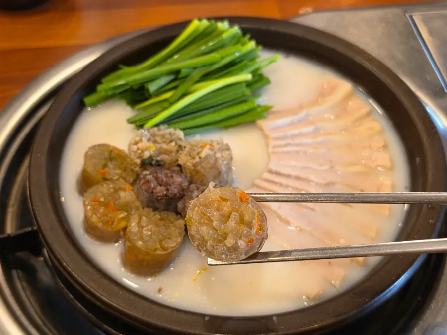 Sundae and broth simmering on the burner