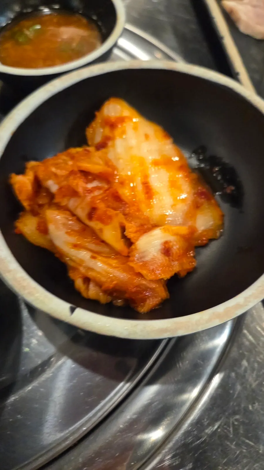 Kimchi served as a side dish at the gukbap restaurant