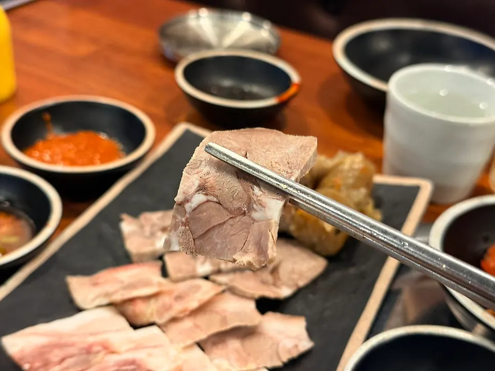 Plate of moist sliced boiled pork