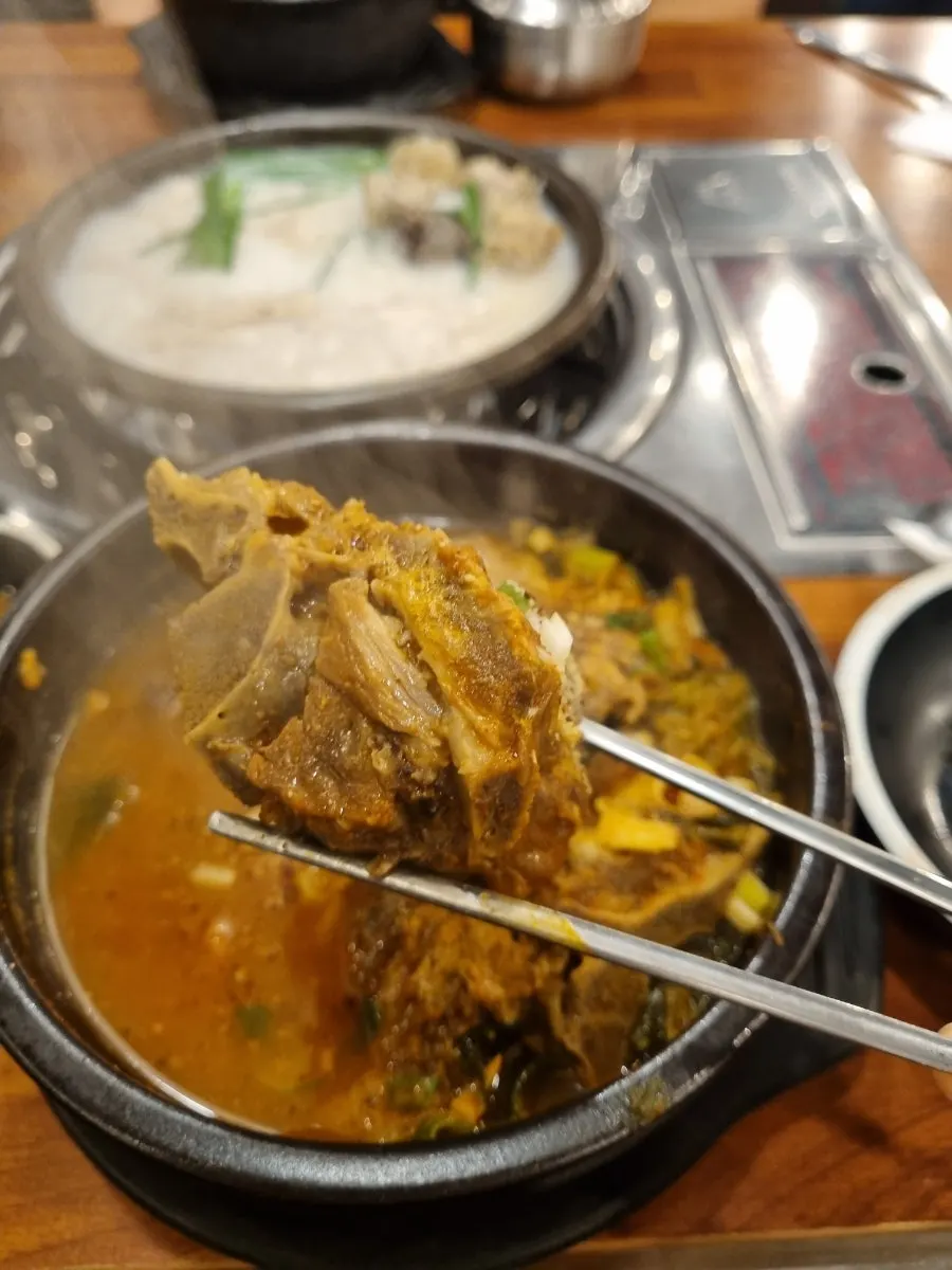 머릿고기와 순대가 담긴 순대국밥 속