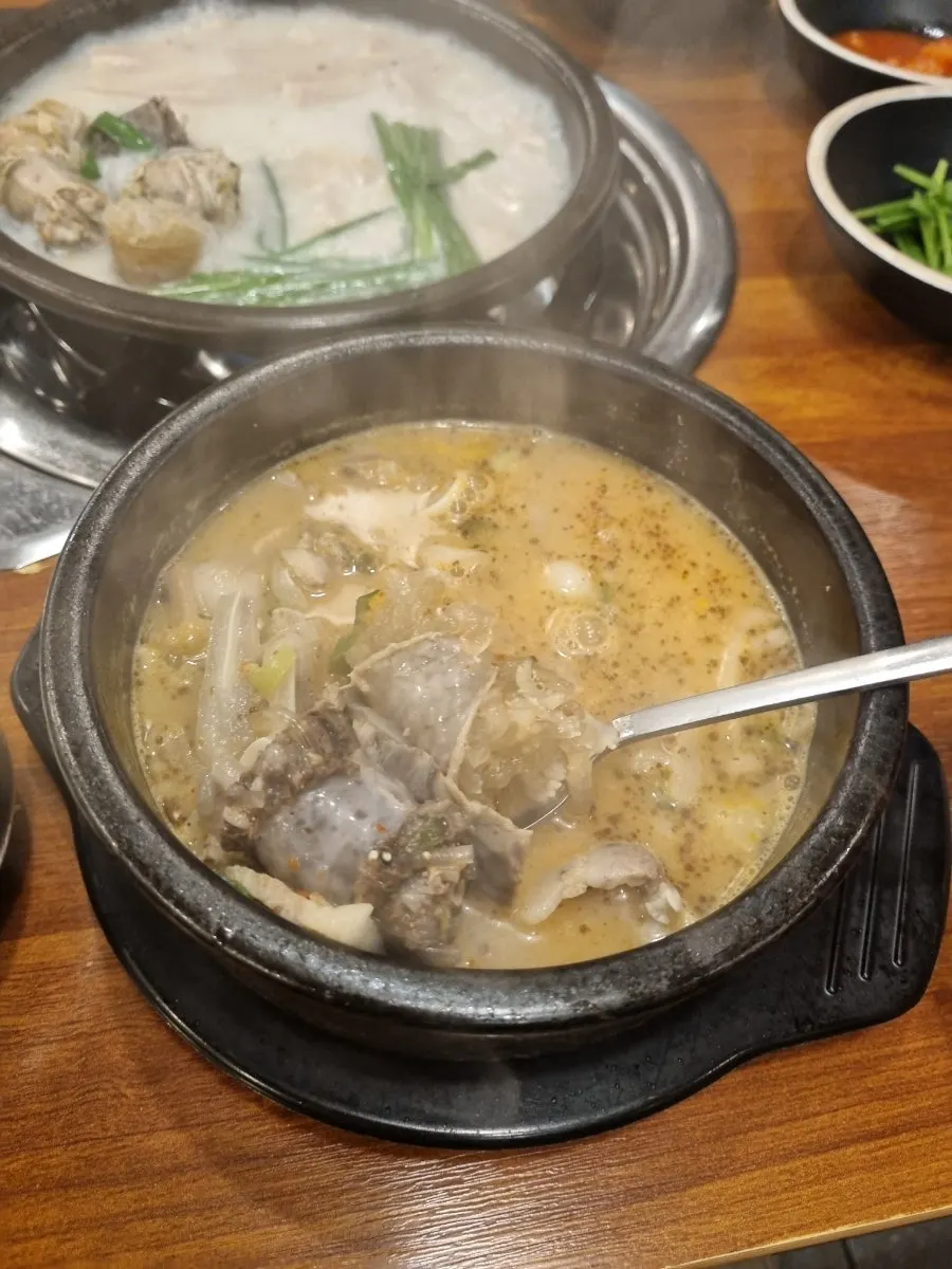 큼직한 등뼈가 들어간 뼈해장국 뚝배기