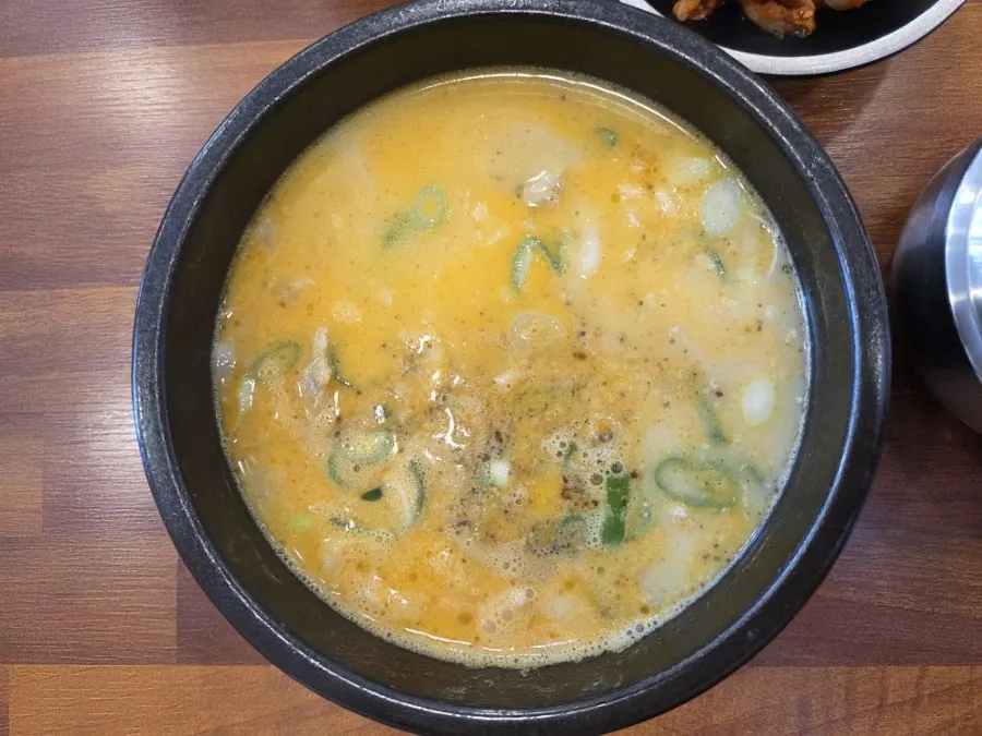 Close-up of boiled pork in the spicy pork gukbap