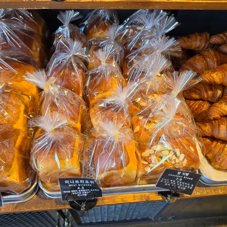 Cream-filled breads on display