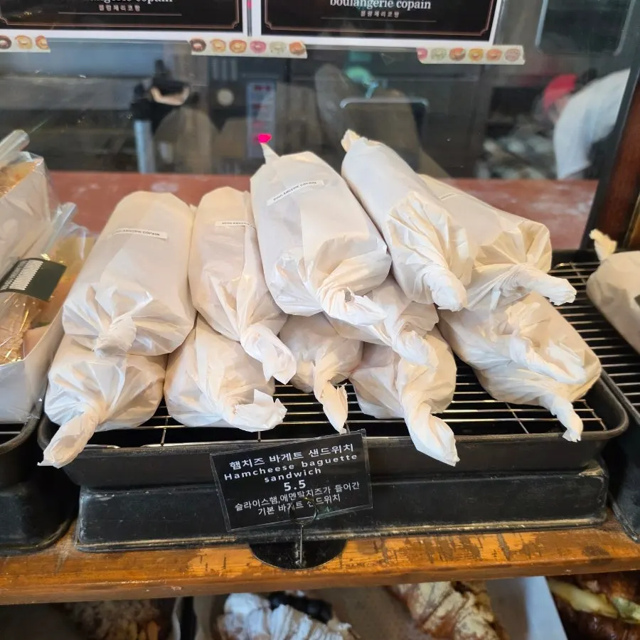 Bread and desserts in the refrigerated display