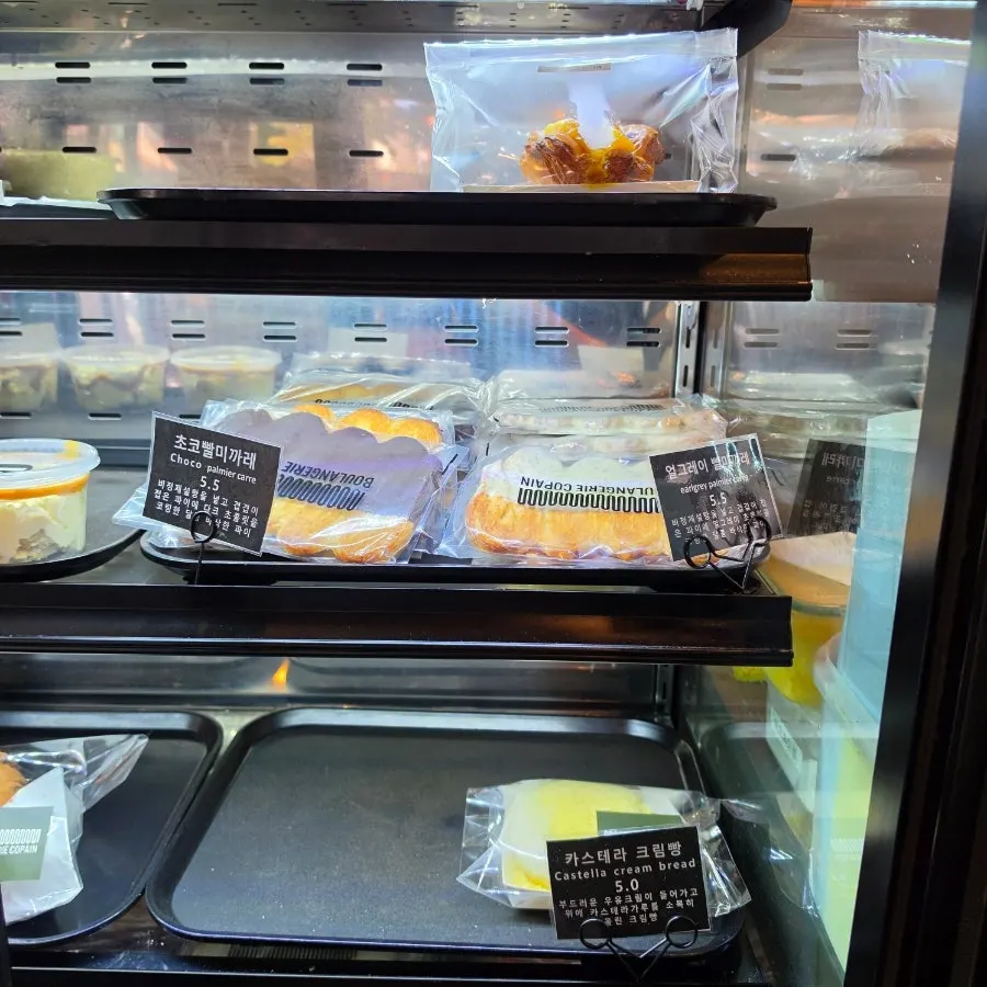 Several kinds of bread arranged on the store shelves