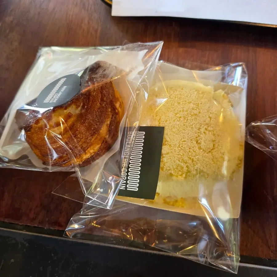 Bread selected onto a tray