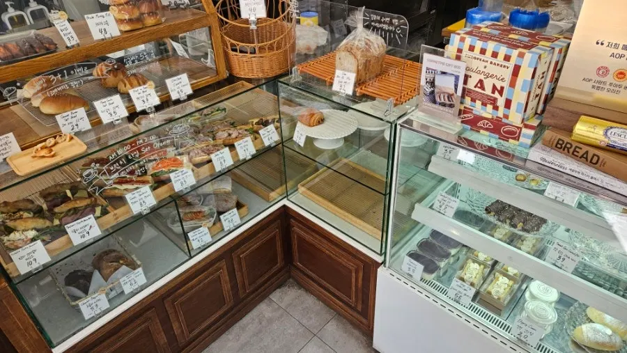 European-style bread showcase at Boulangerie Tan