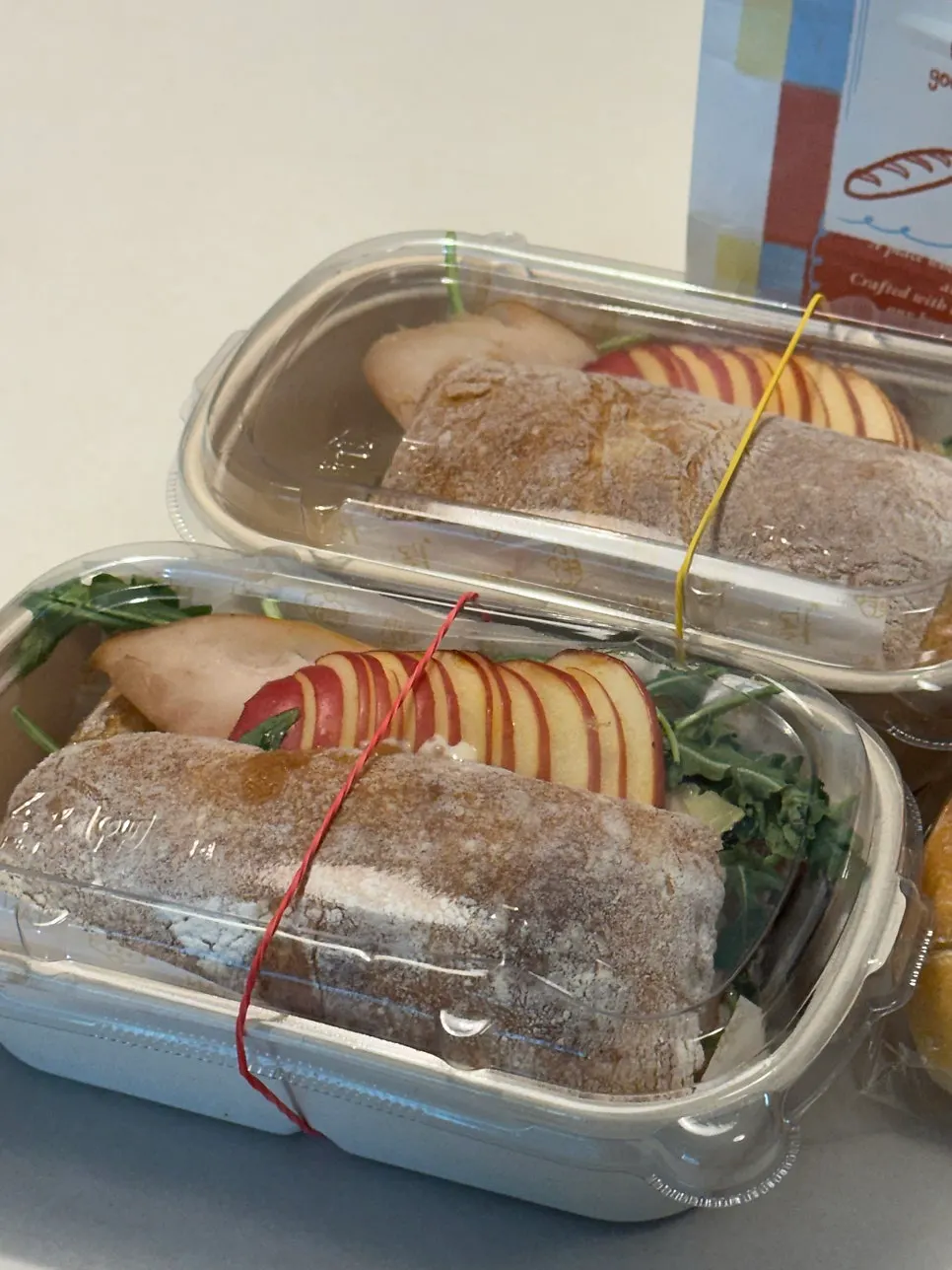 Sandwich and milk cream salt bread packed to go