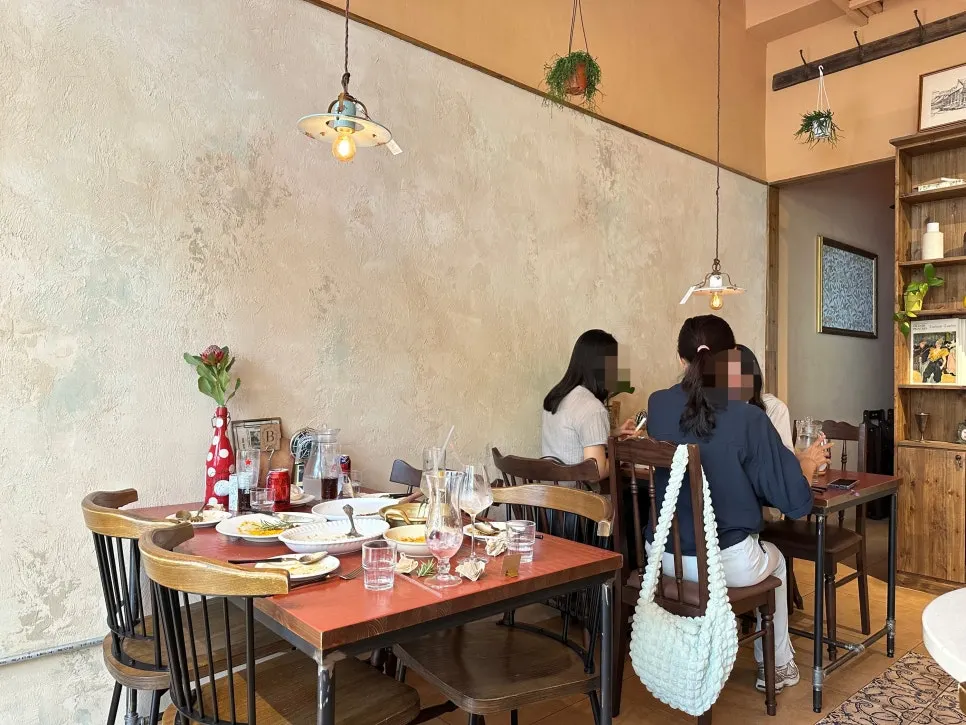 Bar seating area in one corner of the restaurant