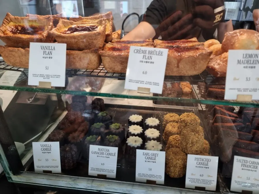 Lineup of baked goods on display at Brewers Coffee