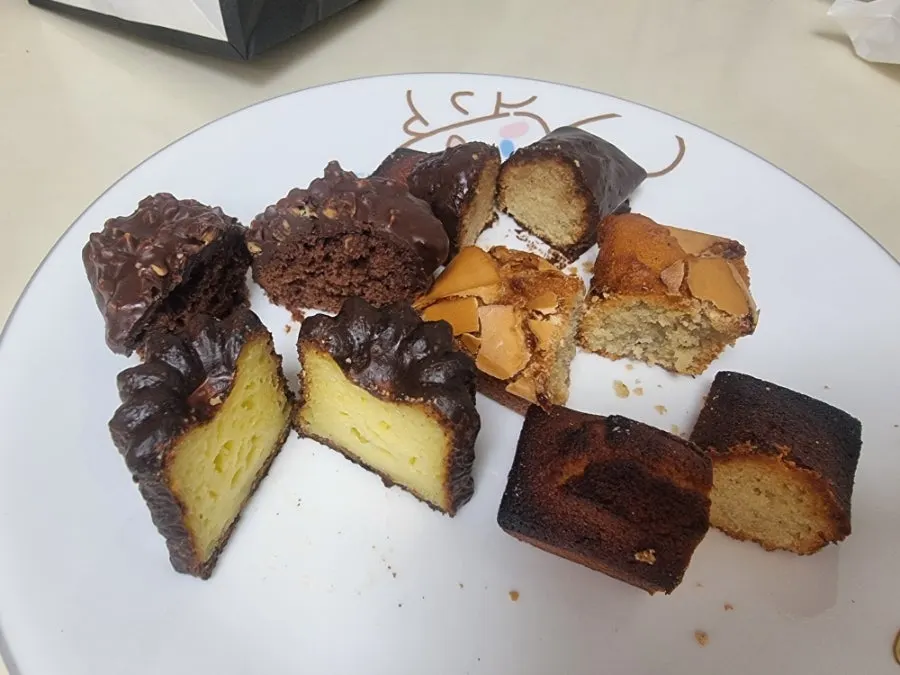 Cross-section of baked goods cut in half