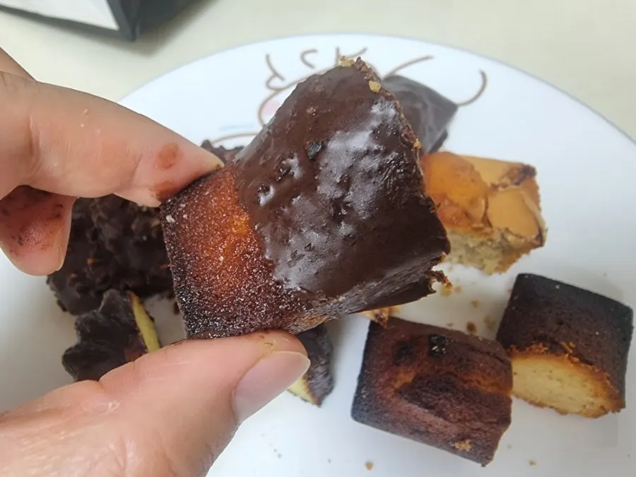 Chocolate-coated salted choco financier