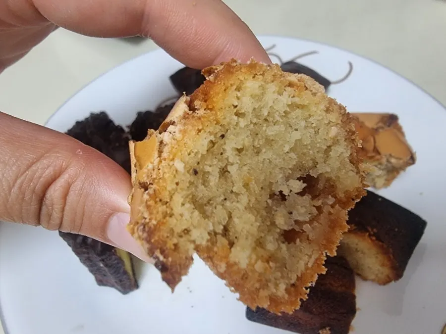 Nunettine financier with an iced americano
